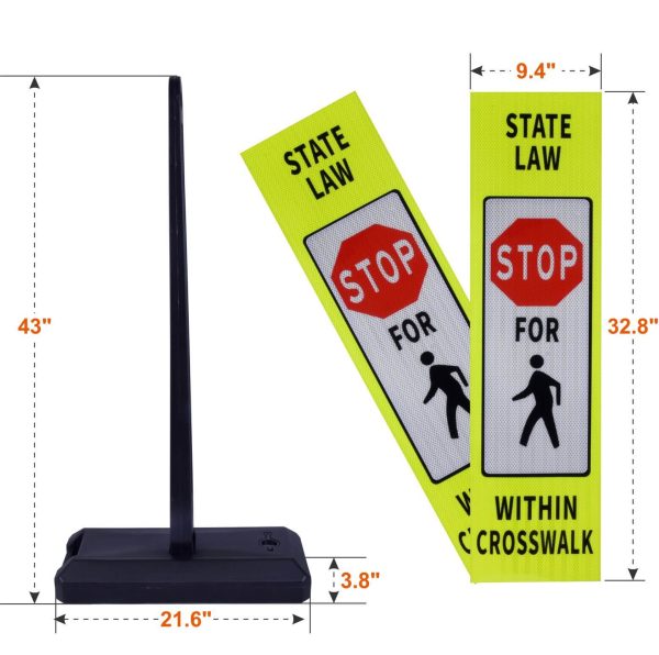 Pedestrian Crosswalk Sign  with Heavy Wate Filled Base 2Sets - Image 2