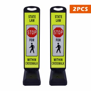 Pedestrian Crosswalk Sign  with Heavy Wate Filled Base 2Sets