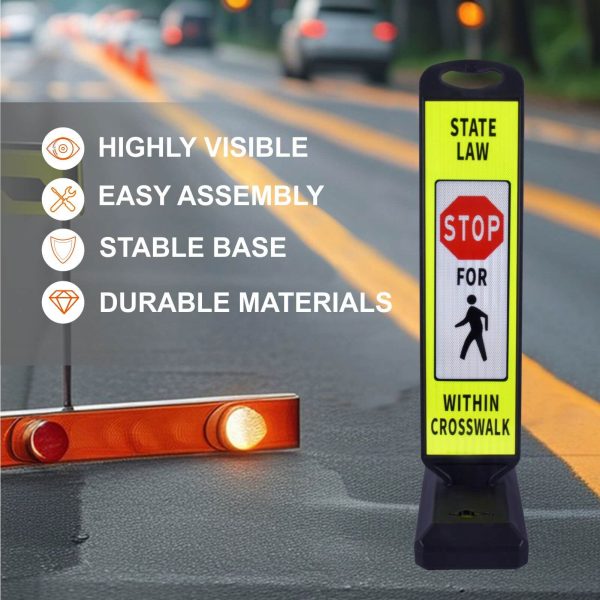 Pedestrian Crosswalk Sign  with Heavy Wate Filled Base 2Sets - Image 5